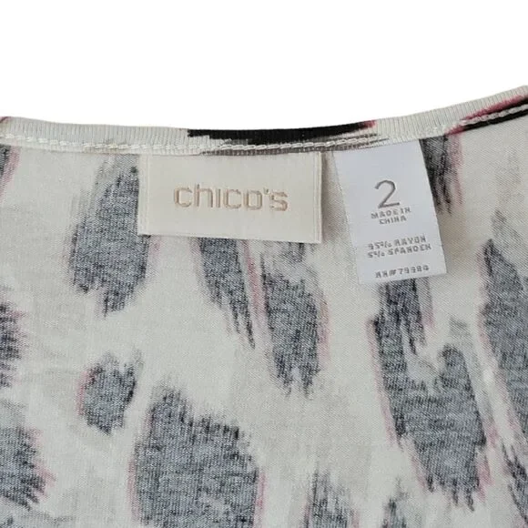 Chico's Leopard Print Sleeveless Top with Sequins - Size 2 / Large - Picture 3 of 4